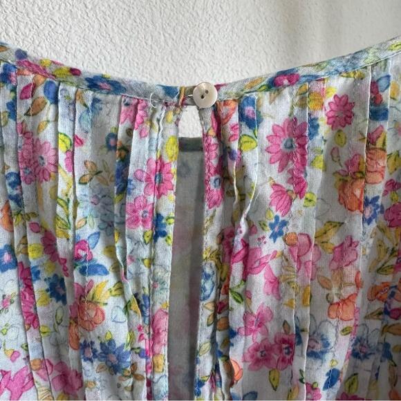 LoveShackFancy Natasha Blue Ditsy Floral Tiered Mini Dress Size M - Picture 13 of 14